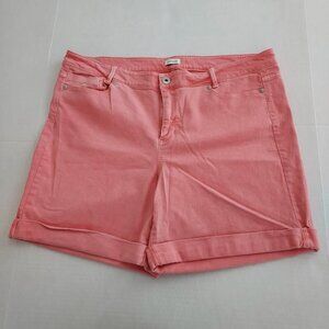 J Jill Denim High Rise Peach Cuffed Shorts Size 18